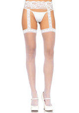 Leg Avenue - Sheer Thigh Highs with Lace Garter Belt