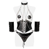 Grey Velvet - Open Cup Lederen Corsage-Outfits-Grey Velvet-S/M-Zwart-Newside