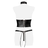 Grey Velvet - Open Cup Lederen Corsage-Outfits-Grey Velvet-S/M-Zwart-Newside