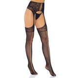 Leg Avenue - Kousen met Dubbele Netnaad-Outfits-Leg Avenue-Zwart-One Size-Newside