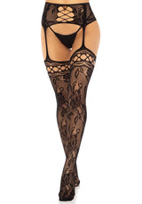 Leg Avenue - Rose Backseam Stockings with Garter Belt