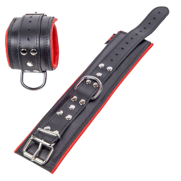 The Red - Padded leather ankle cuffs Black-Red-Kink-The Red-Newside