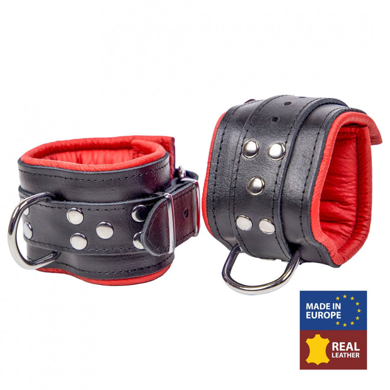The Red - Padded leather ankle cuffs Black-Red-Kink-The Red-Newside