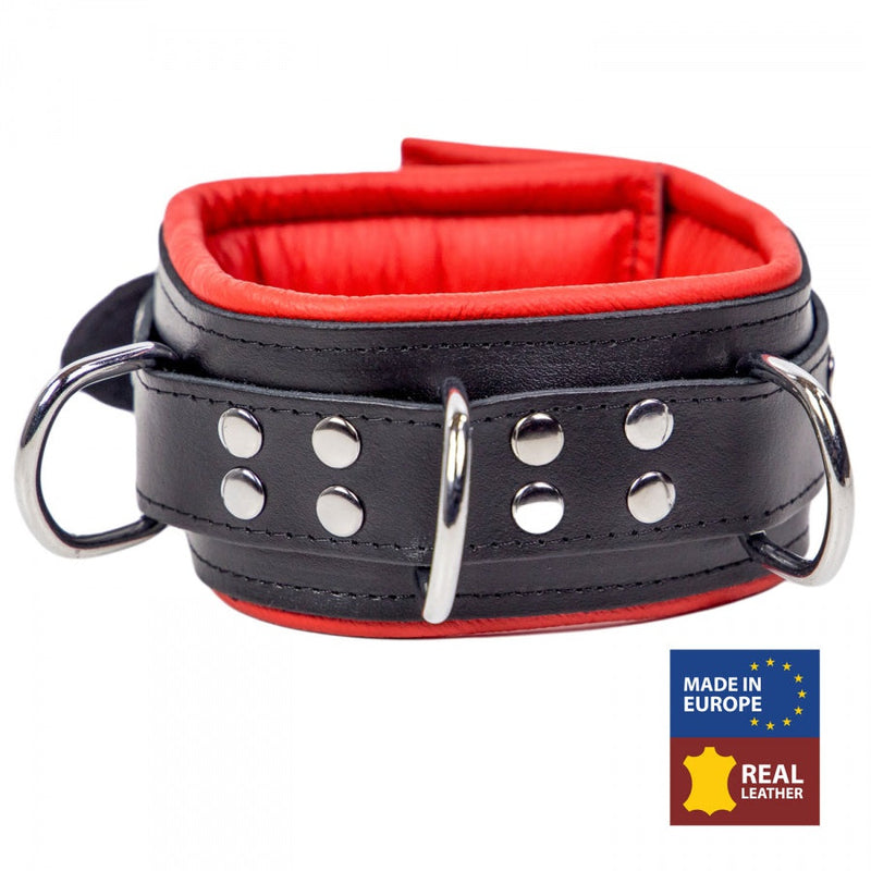 The Red - Padded leather collar with 3 D-rings Red-Kink-The Red-Newside