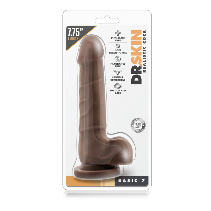 Dr. Skin - Realistisch Penis met Ballen 18 cm (7 inch)-Toys-Blush Novelties-Zwart-15 / 20 Cm-Newside