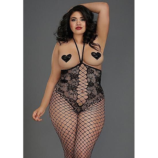 Dream Girl - Queen Size Open Cup Bodystocking-Outfits-Dream Girl-X-Large-Zwart-Newside