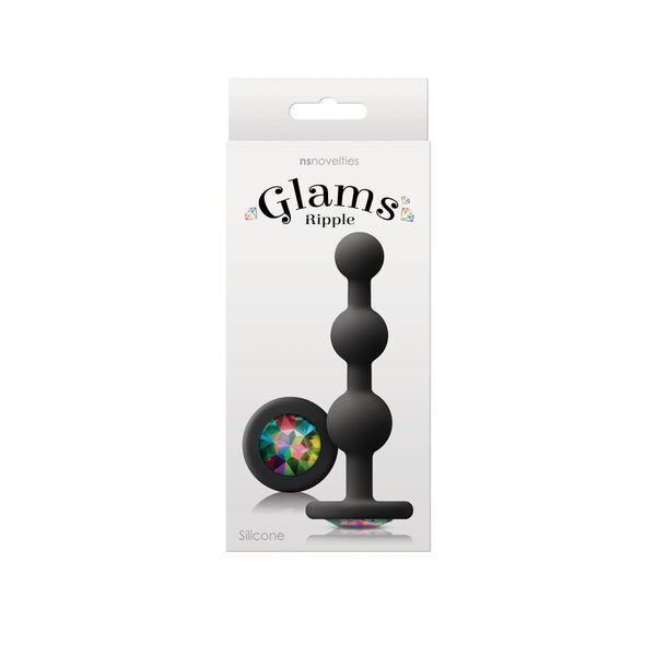 Glams - Ripple Butt Plug Zwart met Regeboog Siersteen-Toys-NS Novelties-Newside