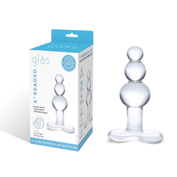 Gläs - Beaded Glazen Buttplug met Tapered Base-Toys-Gläs-Newside