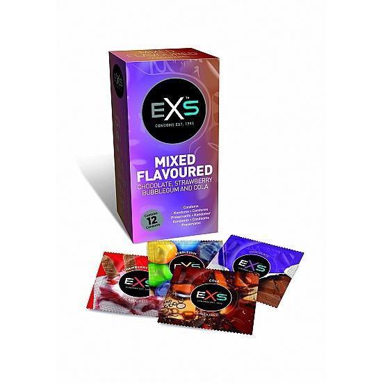 Mixed Flavoured Condoms 12 Pack-Intimate Essentials-Exs Condoms-12Pack-56mm-Newside