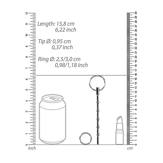 Ouch - Metalen Sounding Dilator met Ring-Kink-Shots-Newside