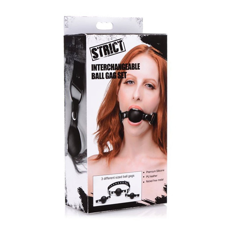 Strict - Interchangeable Silicone Ball Gag Set-Kink-XR Brands-Newside